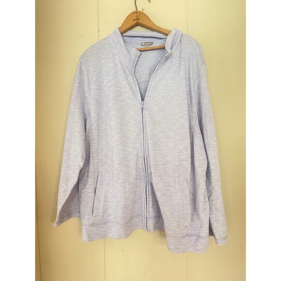 Talbots Oxford Pique Zip Up 100% Cotton Active Jacket 3X - Picture 7 of 7